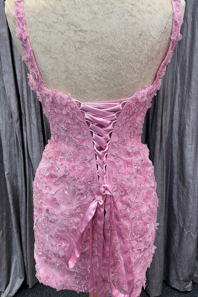 Braelynn | Pink Tulle Floral Appliques Sweetheart Lace-Up Quinceanera Dress