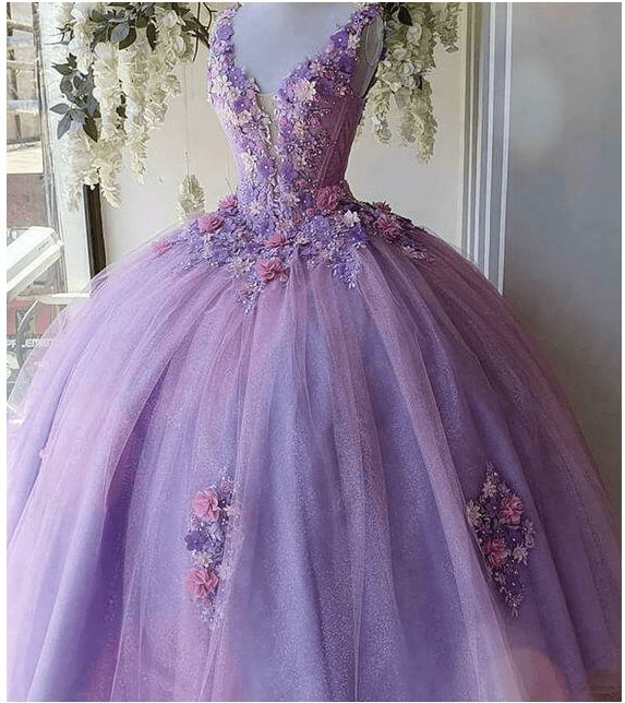 Ibtisam | Princess Tulle Long Quinceanera Dresses with Flower