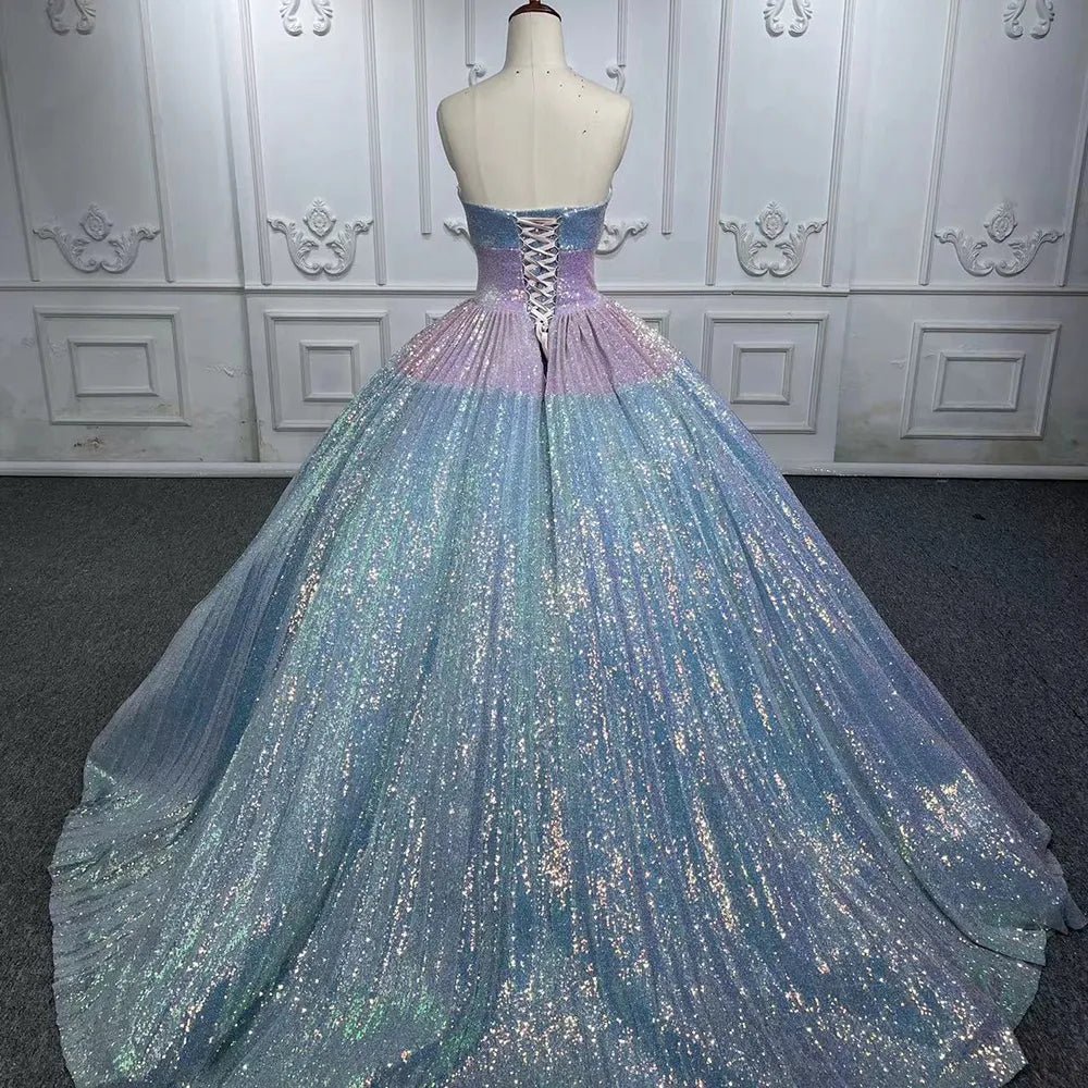 Simple Sequined Shimmer Party Dress with Train - KissProm