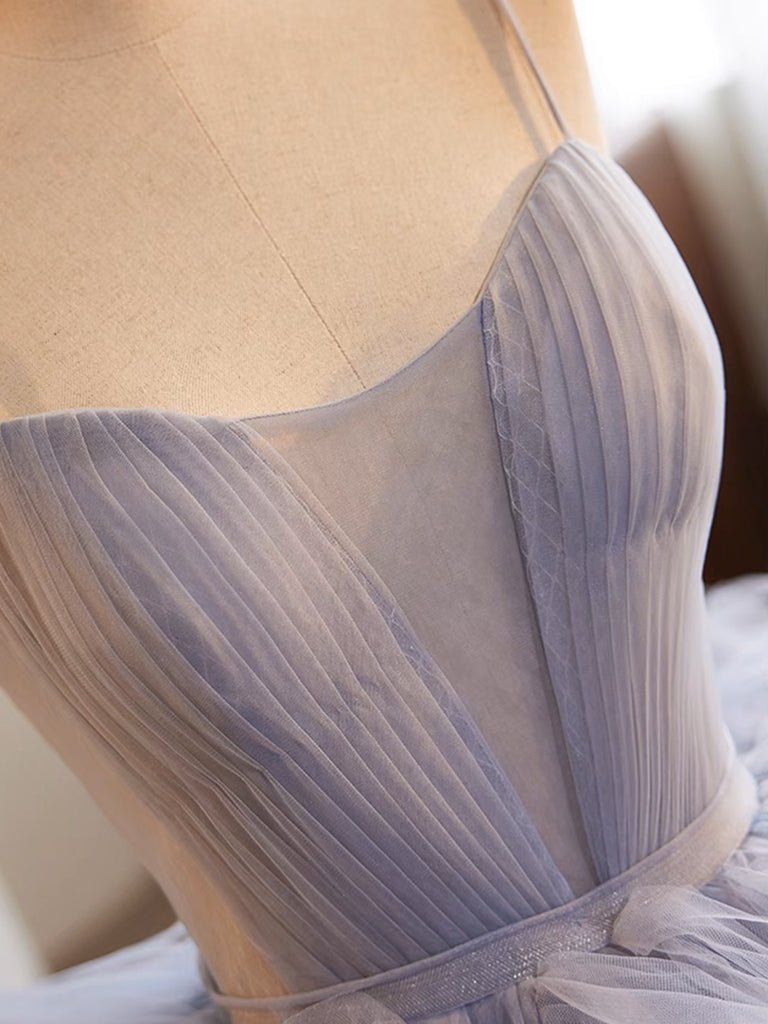 Quinceanera Dress Blue Tulle Long Prom Gown Blue Tulle Long Sweet Dress