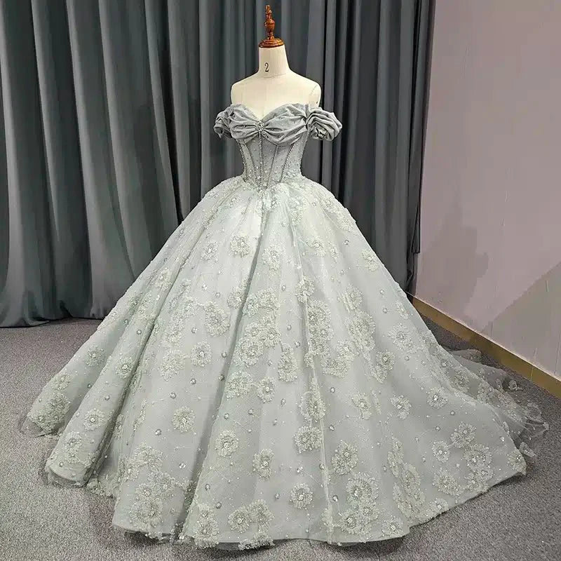 Quinceanera Dress Elegant Grey Quinceanera Dresses Sweetheart Sleeveless Ball Gown Party Dresses - KissProm