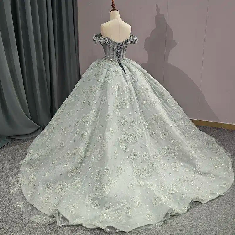 Quinceanera Dress Elegant Grey Quinceanera Dresses Sweetheart Sleeveless Ball Gown Party Dresses - KissProm