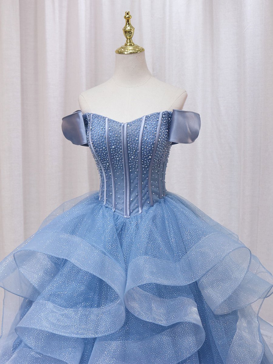 Ellyanna | A-Line Blue Tulle Long Sweet Quinceanera Dress