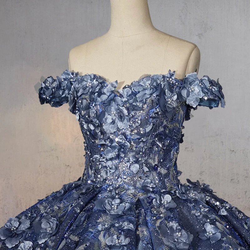 Aveline | Sweetheart A Line Off-the-shoulder Quinceanera Dresses with 3D Flower and Pearls