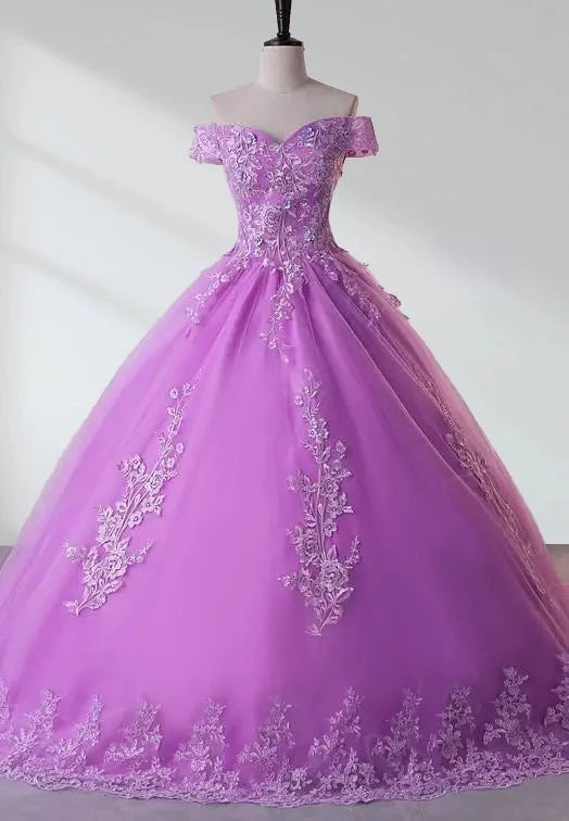 Royal Blue Lace Off the Shoulder Quinceanera Dresses with Flowers