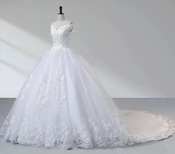 Royal Blue Lace Off the Shoulder Quinceanera Dresses with Flowers