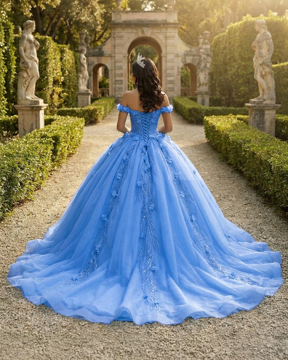 Quinceanera Dress Sequins Ball Gown Sweetheart Lace Up Appliques - KissProm