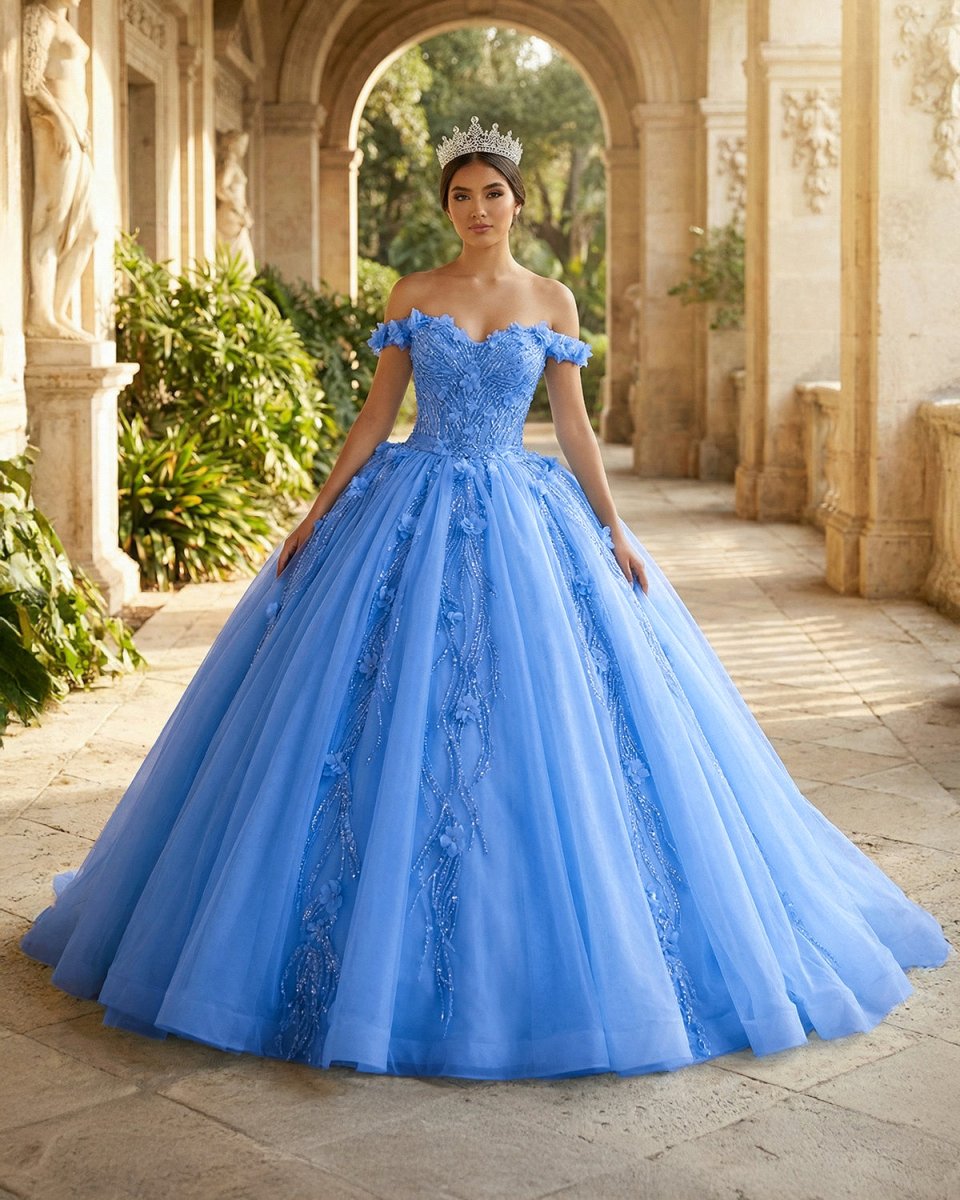 Quinceanera Dress Sequins Ball Gown Sweetheart Lace Up Appliques - KissProm