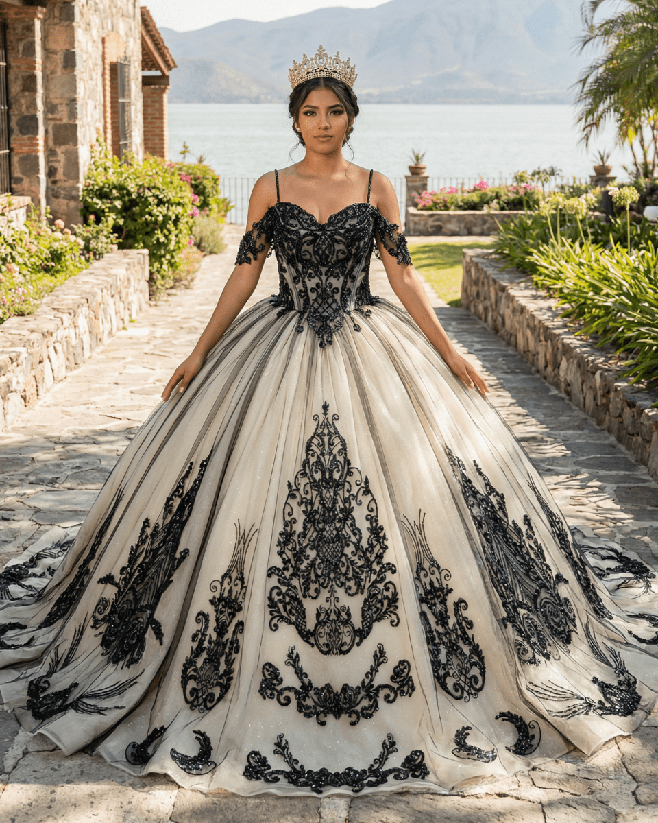 Soraya | Spaghetti Straps Embroidery Lace Quinceanera Dresses - KissProm