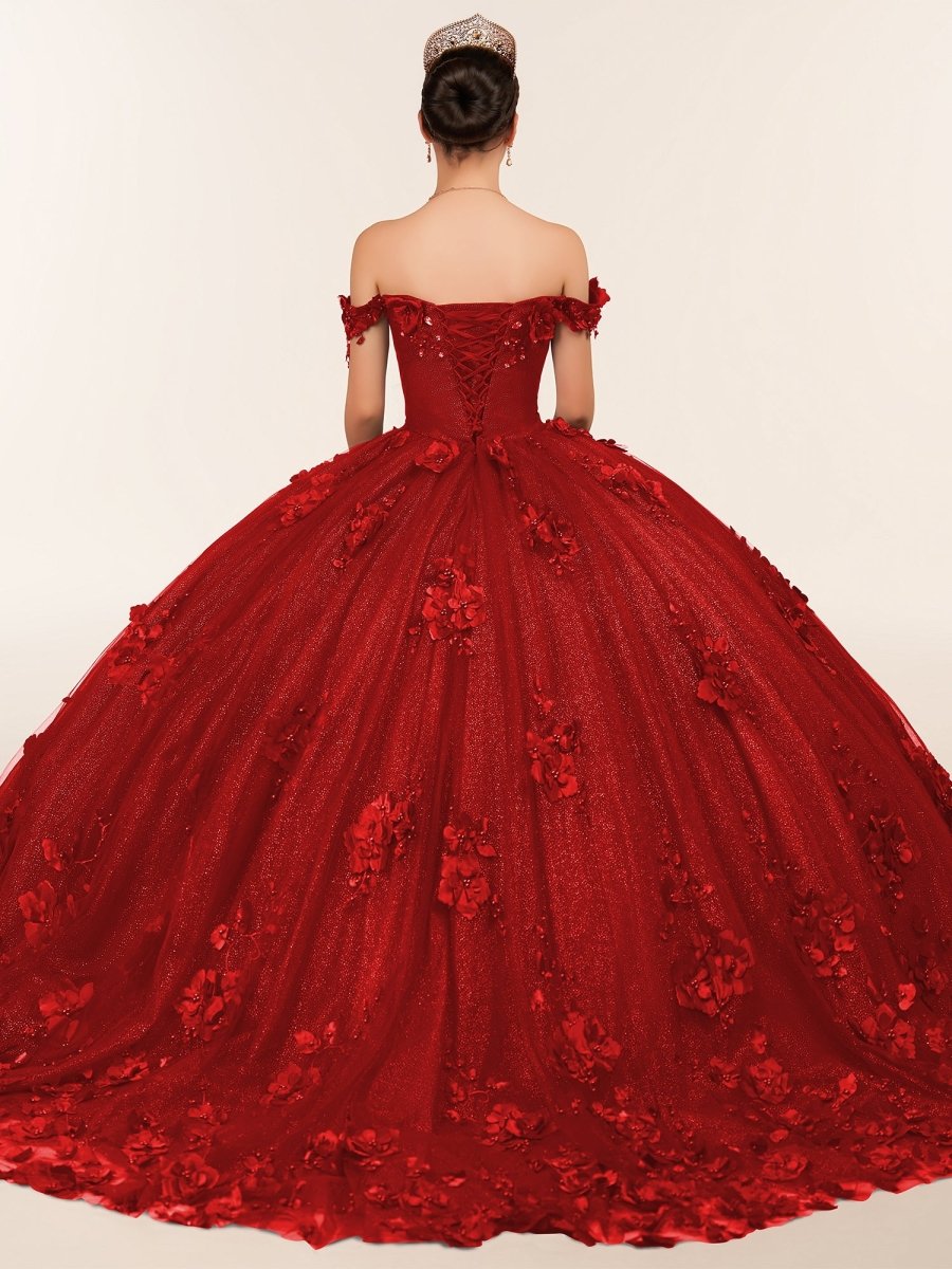 Illa | Ball Gown Organza Sweetheart Burgundy Quinceanera Dress