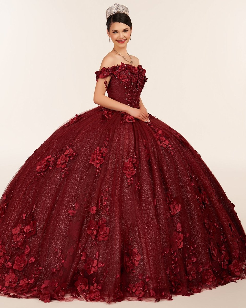 Illa | Ball Gown Organza Sweetheart Burgundy Quinceanera Dress