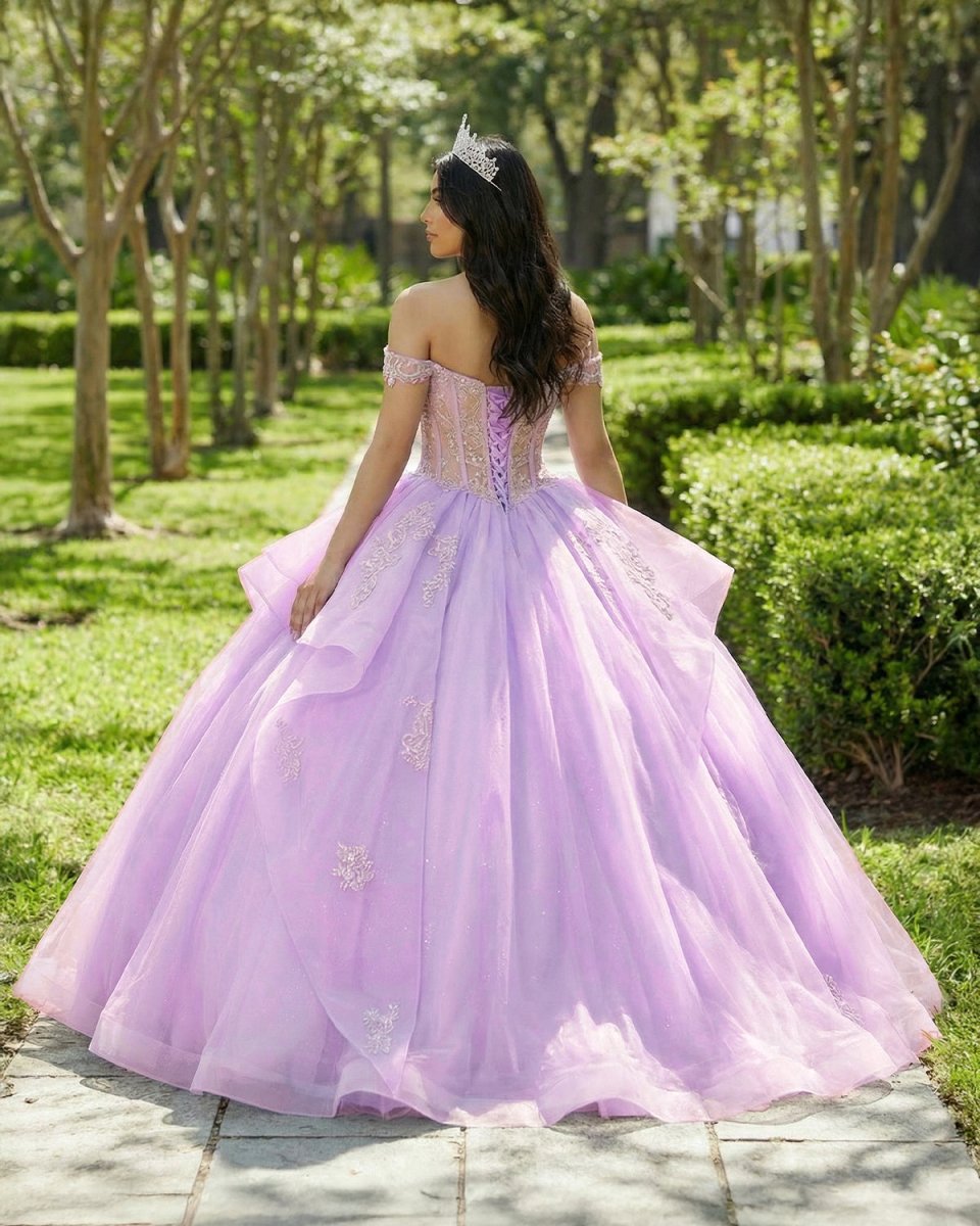 Off The Shoulder Lavender Tulle Ball Gown Quinceanera Dresses - KissProm
