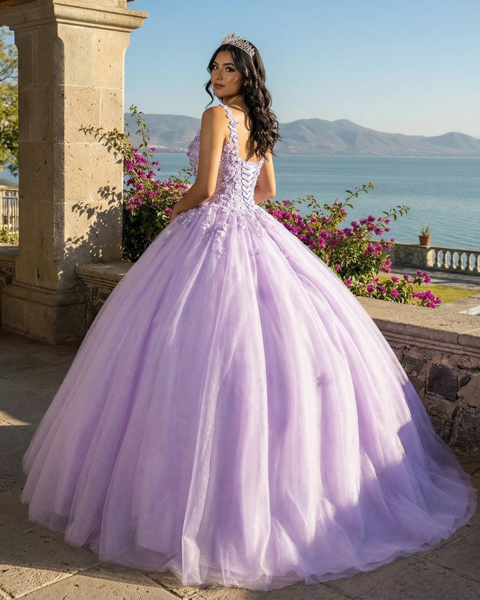 Princess Flowers Lavender Flowers Quinceanera Dresses Ball Gown - KissProm