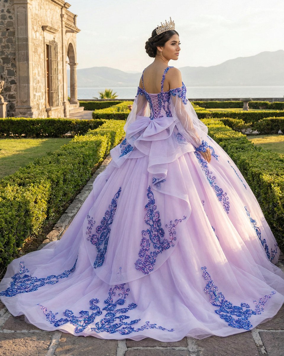 Purple Beaded Sweetheart Evening Party Dress Sequined Ball Gown - KissProm