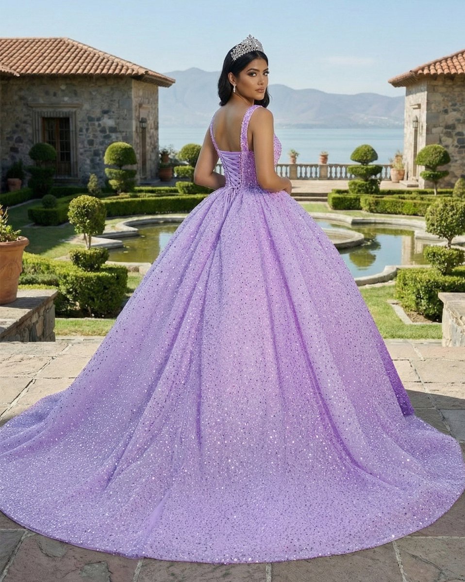Purple Sweetheart Sequined Evening Party Dress - KissProm