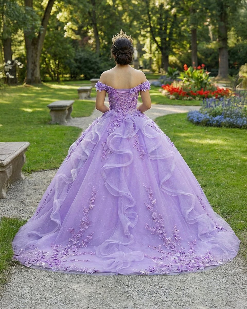 Romantic Sleeveless Beading Quinceanera Dresses with 3D Flower Appliques - KissProm