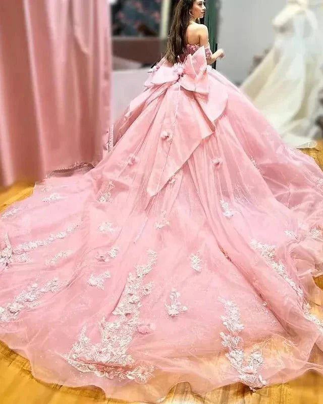 Fanny | Off The Shoulder Lace Up Back Appliques Tulle Quinceanera Dress