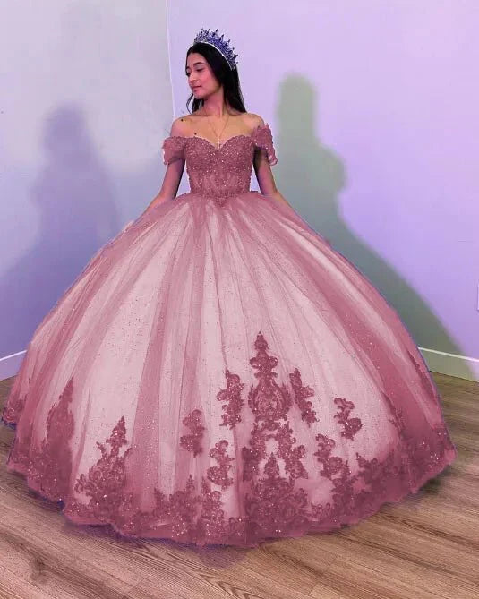 Fiora | Royal Blue Tulle Off the Shoulder Quinceanera Dress
