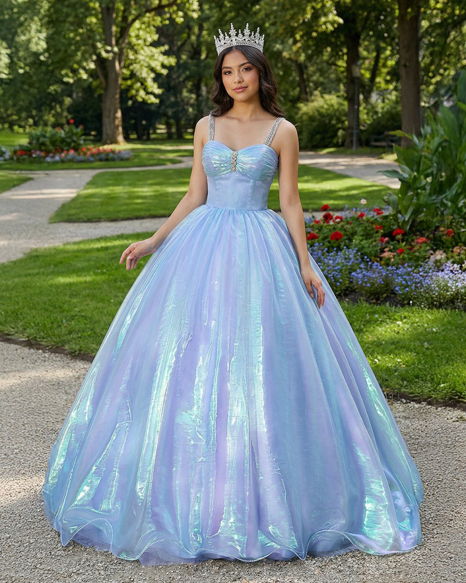 Sky Blue Sweetheart Neck Long Prom Quinceanera Dresses - KissProm