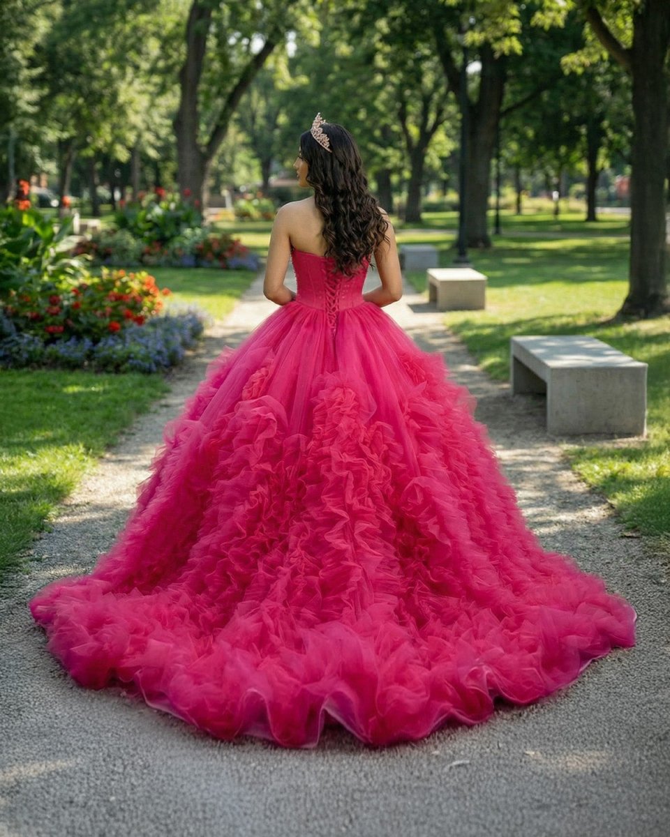 Quinceanera Dress Evening Dresses Sweep Train Sleeveless Pleated Ball Gown - KissProm