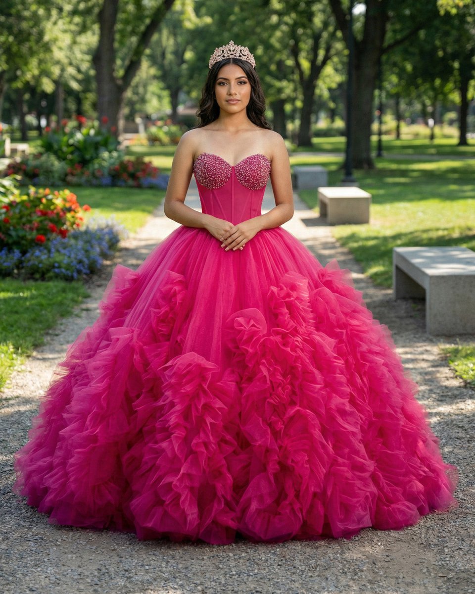 Quinceanera Dress Evening Dresses Sweep Train Sleeveless Pleated Ball Gown - KissProm