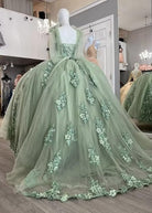 Letitia | Ball Gown  Lace Off the Shoulder Sage Green Quinceanera Dress