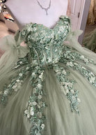 Letitia | Ball Gown  Lace Off the Shoulder Sage Green Quinceanera Dress