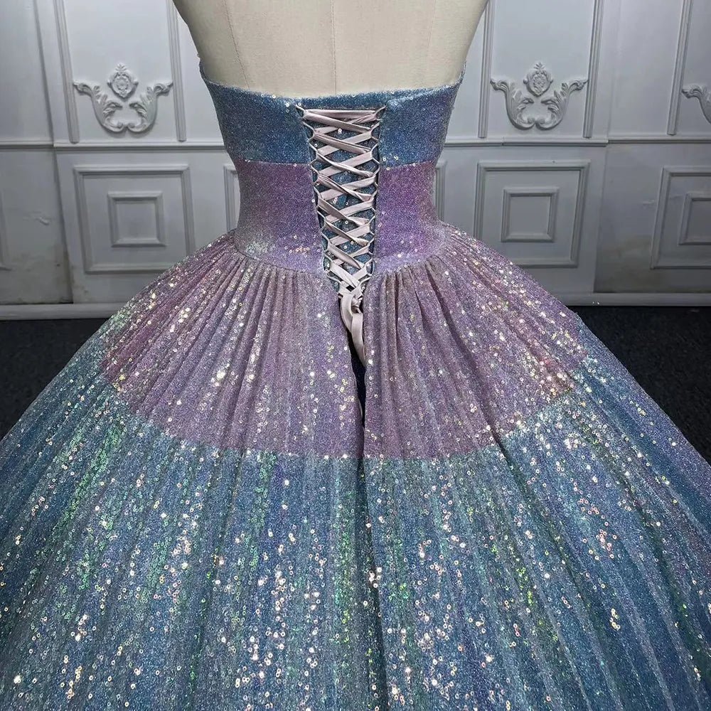 Simple Sequined Shimmer Party Dress with Train - KissProm