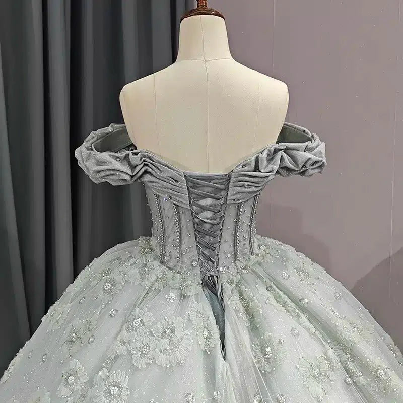 Quinceanera Dress Elegant Grey Quinceanera Dresses Sweetheart Sleeveless Ball Gown Party Dresses - KissProm