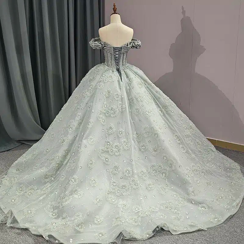 Quinceanera Dress Elegant Grey Quinceanera Dresses Sweetheart Sleeveless Ball Gown Party Dresses - KissProm