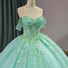 Exquisite Princess Ball Gown Cap sleeve Quinceanera Dresses with 3D Appliques