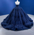 Quinceanera Dress Graceful Backless Ball Gown Navy Blue Prom Dresses - KissProm