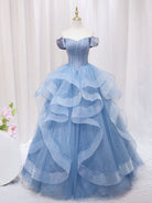 Ellyanna |   A-Line Blue Tulle Long Sweet Quinceanera Dress