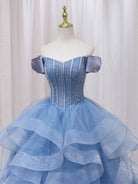 Ellyanna |   A-Line Blue Tulle Long Sweet Quinceanera Dress