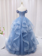 Ellyanna |   A-Line Blue Tulle Long Sweet Quinceanera Dress