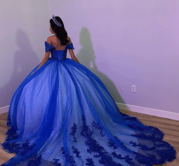 Fiora | Royal Blue Tulle Off the Shoulder Quinceanera Dress