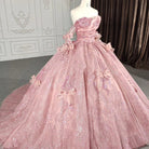 Romantic Pink beading Quinceanera Dress Sequined Sleeveless with Bowknot