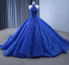 Royal Blue Ball Gown Halter Sleeveless Quinceanera Dress - KissProm