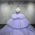 Quinceanera Dress Strapless Ball Gown Crystal Lavender - KissProm