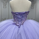 Quinceanera Dress Strapless Ball Gown Crystal Lavender - KissProm
