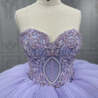 Quinceanera Dress Strapless Ball Gown Crystal Lavender - KissProm