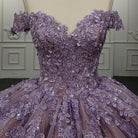 Purple Off-the-Shoulder Quinceanera Dresses with Flower