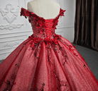 Red Flower  Off-the-Shoulder Quinceañera Dress