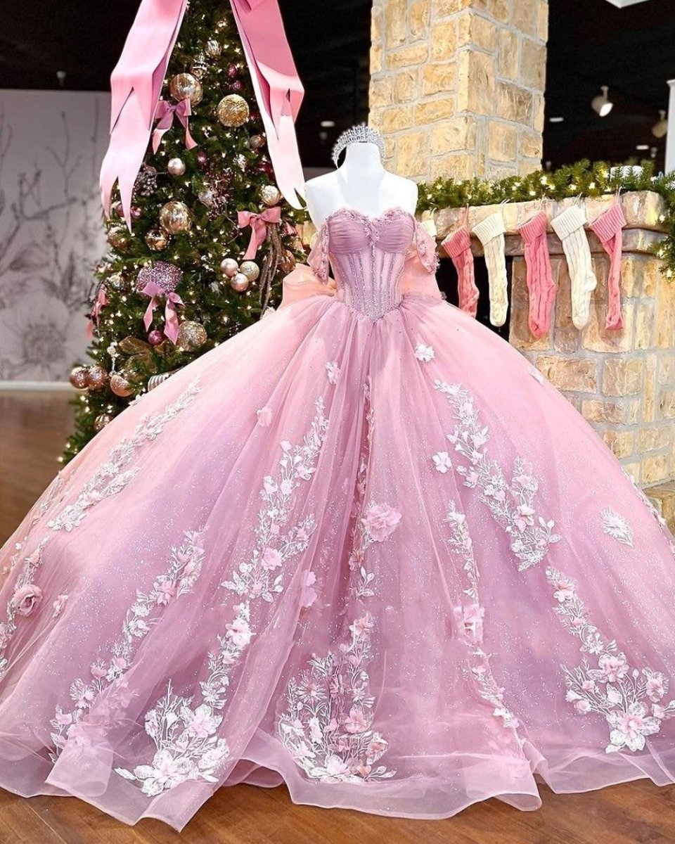 Fanny |   Off The Shoulder Lace Up Back Appliques Tulle Quinceanera Dress