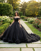 Ball Gown Tulle Off the Shoulder Quinceanera Prom Dress - KissProm