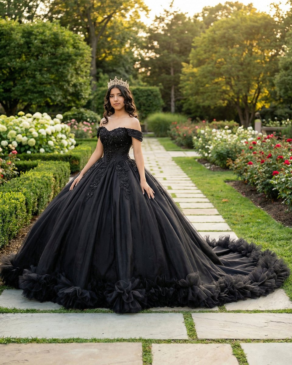 Ball Gown Tulle Off the Shoulder Quinceanera Prom Dress - KissProm