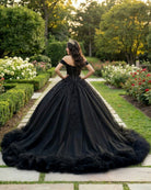 Ball Gown Tulle Off the Shoulder Quinceanera Prom Dress - KissProm