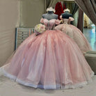 Ball-Gown Pink Off-the-Shoulder Quinceanera Dresses