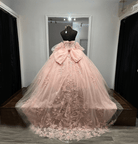 Ball-Gown Pink Tulle Sweetheart Sleeveless Quinceanera Dresses with Bow