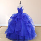 Maelle | Royal Blue Spaghetti Strap Quinceanera Dresses V-neck with Ruffles